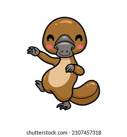 Cute baby platypus cartoon dancing