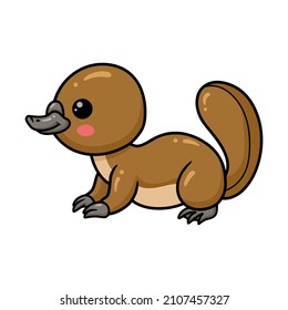 Cute baby platypus cartoon posing