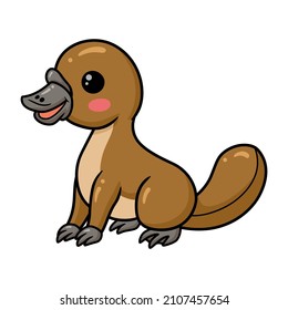 Cute baby platypus cartoon posing