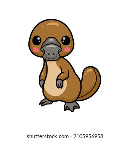 Cute baby platypus cartoon standing