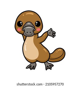 Cute baby platypus cartoon standing