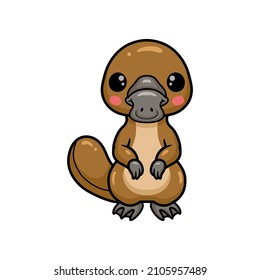 Cute baby platypus cartoon standing