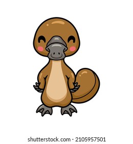 Cute baby platypus cartoon standing