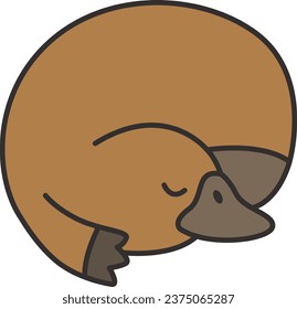 Cute baby platypus. Vector illustration on white background.