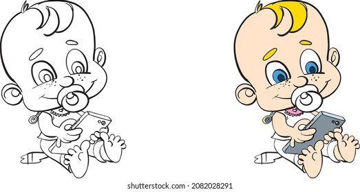 Cute baby playing with cell phone