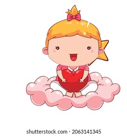 cute Baby is playing vector Baby Girl