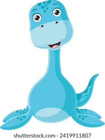 Cute baby plesiosaurus dinosaur cartoon