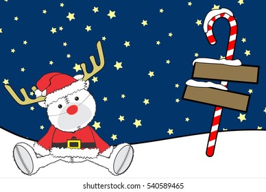 cute baby plush little polar bear cartoon claus cartoon xmas background in vector format