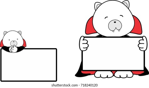 cute baby polar bear cartoon halloween vampire costume singboard set in vector format 