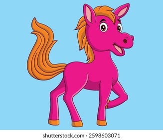 Cute baby pony cartoon isolated on white background vector illustration