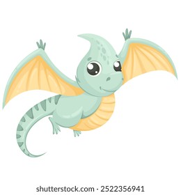 Cute baby pteradanthon dino isolated on white background. The concept of dinosaur animals. Flat vector illustration on the theme of dinosaurs. cartoon animals