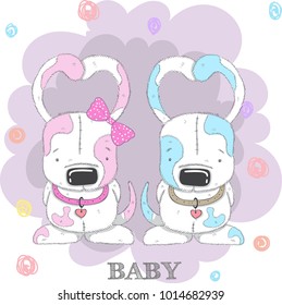 Cute baby puppy cartoon hand drawn vector illustration. Can be used for print t shirts baby, design print fashion socks kids celebration baby shower greeting cards and invitations.