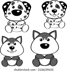 cute baby puppy dog character cartoon collection set illustration in vector format