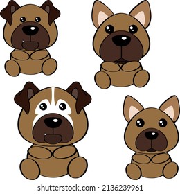 cute baby puppy dog character cartoon collection set illustration in vector format