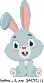 Cute Baby Rabbit Animal Cartoon Character. Vector Illustration Flat Design Isolated On Transparent Background