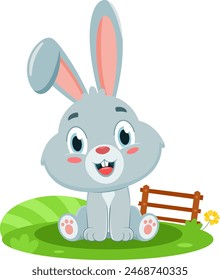 Cute Baby Rabbit Animal Cartoon Character. Vector Illustration Flat Design Isolated On Transparent Background