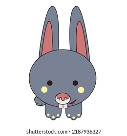 Cute baby Rabbit Bunny Hare Leveret Cartoon Kawaii  Flat Vector Isolated Illustration 