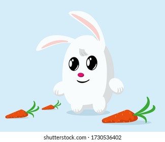 Cute Baby rabbit with carrot