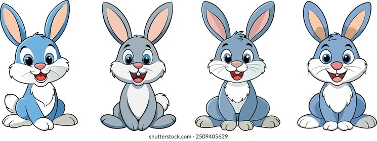 Cute Baby Rabbit cartoon illustration set