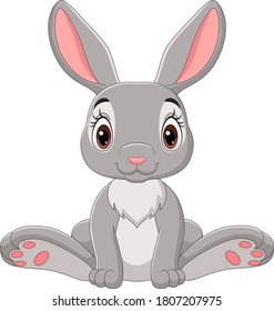 Cute baby rabbit cartoon sitting