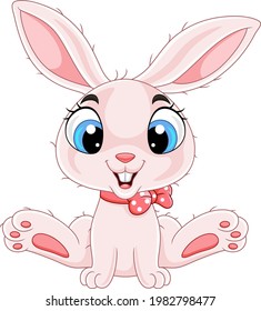 Cute baby rabbit cartoon sitting