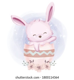 cute baby rabbit with cup