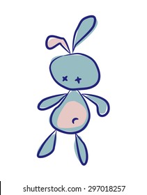 Cute Baby Rabbit in naive style for nursery or baby products or icon