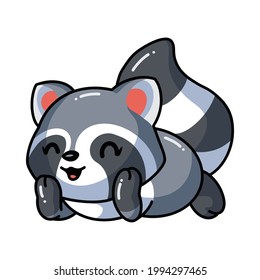 Cute baby raccoon cartoon lay down