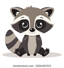 Cute Baby Raccoon. Flat Vector Illustration