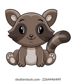 Cute baby racoon funny sitting