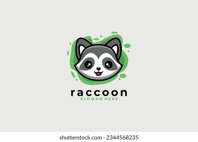 diseño del logotipo de la plantilla de vector de baby racoon lindo