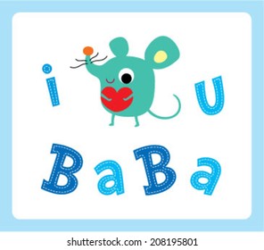 cute baby rat father day greeting card 