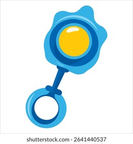 Cute baby rattle toy cartoon vector style. Ideal for parenting products, baby shower graphics and early childhood development concepts.