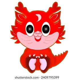cute baby red dragon vector 
