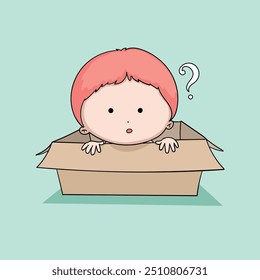 Cute baby red hair in the box