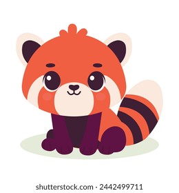 Cute baby red panda character. Vector illustration for children design. Flat style