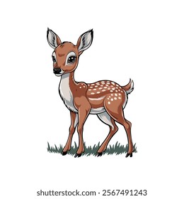 cute baby rein deer antlers animals icon vector art flat design illustrations