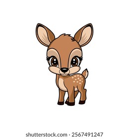 cute baby rein deer antlers animals icon vector art flat design illustrations