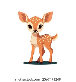 cute baby rein deer antlers animals icon vector art flat design illustrations