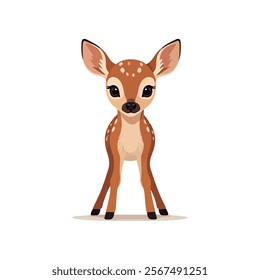 cute baby rein deer antlers animals icon vector art flat design illustrations