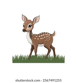 cute baby rein deer antlers animals icon vector art flat design illustrations