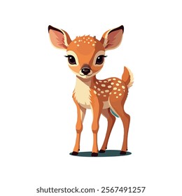 cute baby rein deer antlers animals icon vector art flat design illustrations