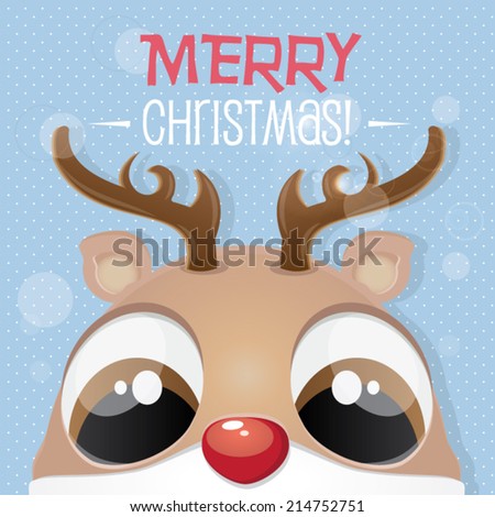 Cute Baby Reindeer Merry Christmas Greeting Stock Vector Royalty