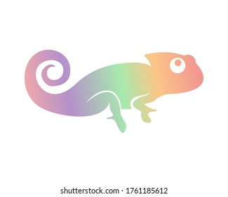 cute baby reptile rainbow chameleon as a pet vector illustration design