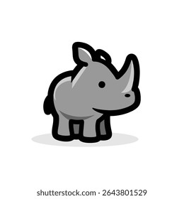 cute baby rhino cartoon on white background. adorable animal logo rhinoceros vector design illustration character