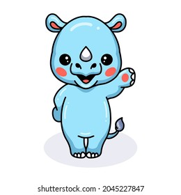 Cute baby rhino cartoon posing