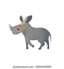 Cute baby rhino. Clipart with baby animals.Safari animal. Vector cartoon illustration