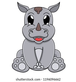 cute baby rhino sit down