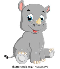 Cute Baby Rhino Sitting Stock Illustration 455691679