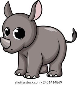 Cute baby rhino vector illustration